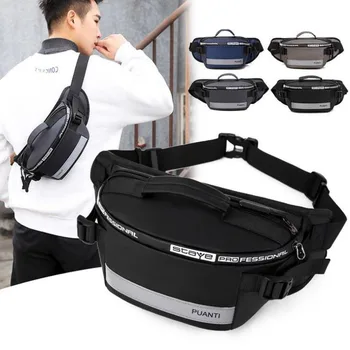 

Male Close-Fitting Waist Bags Multi-Functional Hip Bum Reflective Strip Shoulder Bag Men Nylon Fanny Chest Pack business bag