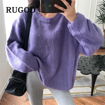 

RUGOD Oversized Sweater Bat Sleeve Long Pullover Casual Jumper Winter Tops For Women Knitwear Korean Style Womens Sweaters 2019