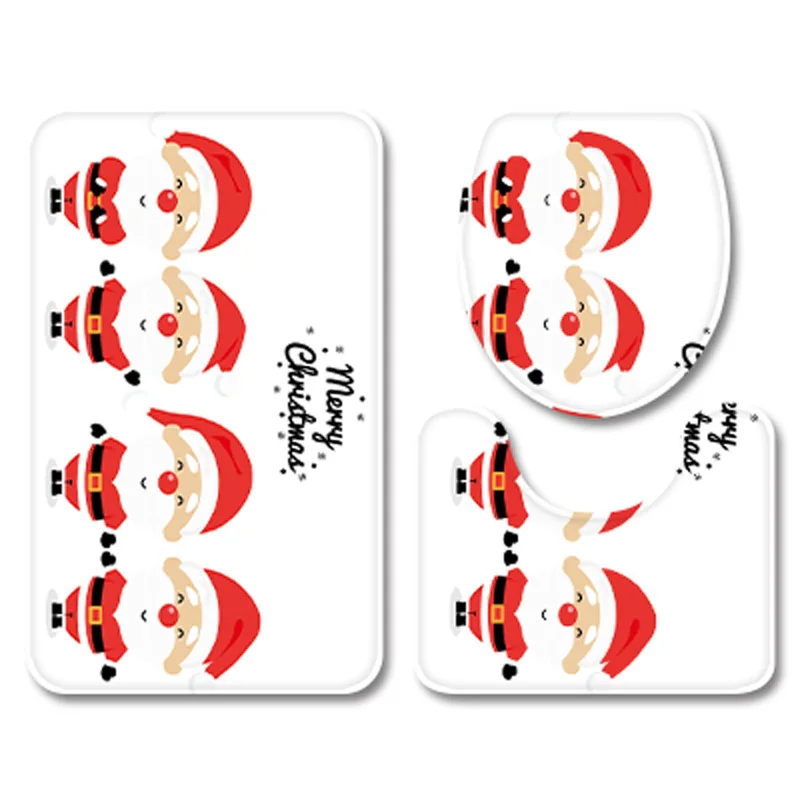 No.7 Cartoon Animals Xmas Bathroom Carpet Set Flannel Home Decor Toilet Pad Cover Bath Mat Christmas Bears Red Toilet Seat Cover Set - Цвет: No.7