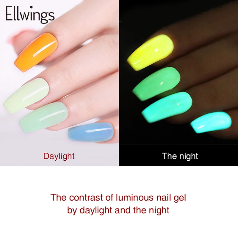 Ellwings светящийся в темноте флуоресцентный гель для ногтей для самостоятельного маникюра Идеальный Гель-лак для ногтей освещение в ночное время