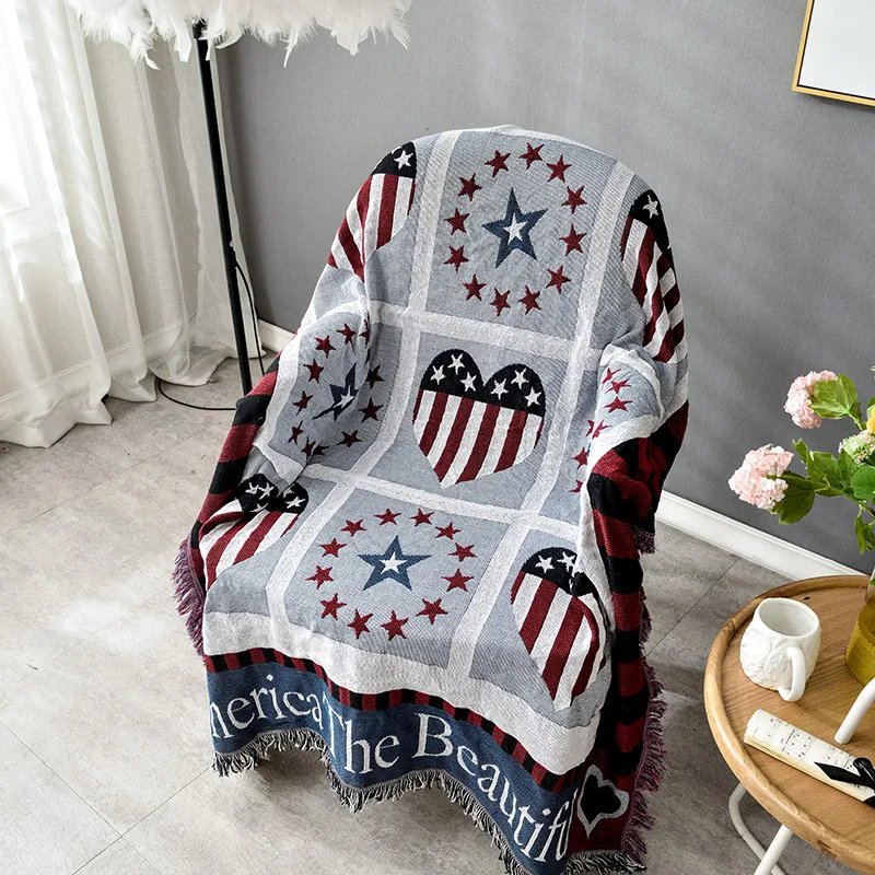 Американский флаг пледы одеяло Slipcover сердце Cobertor диван покрытие нескользящее сшитое одеяло s рождественские украшения для дома
