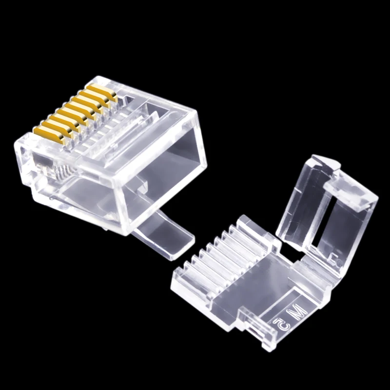 50pcs Cat6 Flat Cable RJ45 Connector，Short Body UTP 8P8C Modular Network Plugs MaxOD 0