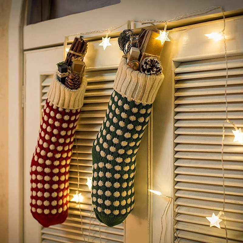 Christmas Stockings Hanging Ornaments Christmas Gift Bags Decorative Pendants Candy Bags Polka Dot Pendant Christmas Stockings C