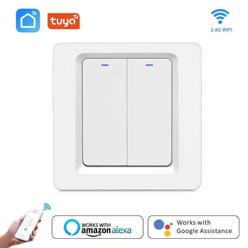 

WiFi Push Button Smart Light Switch Smart Life/Tuya APP Remote Control Works with Alexa Google Home for Voice Control 1/2/3 Gang