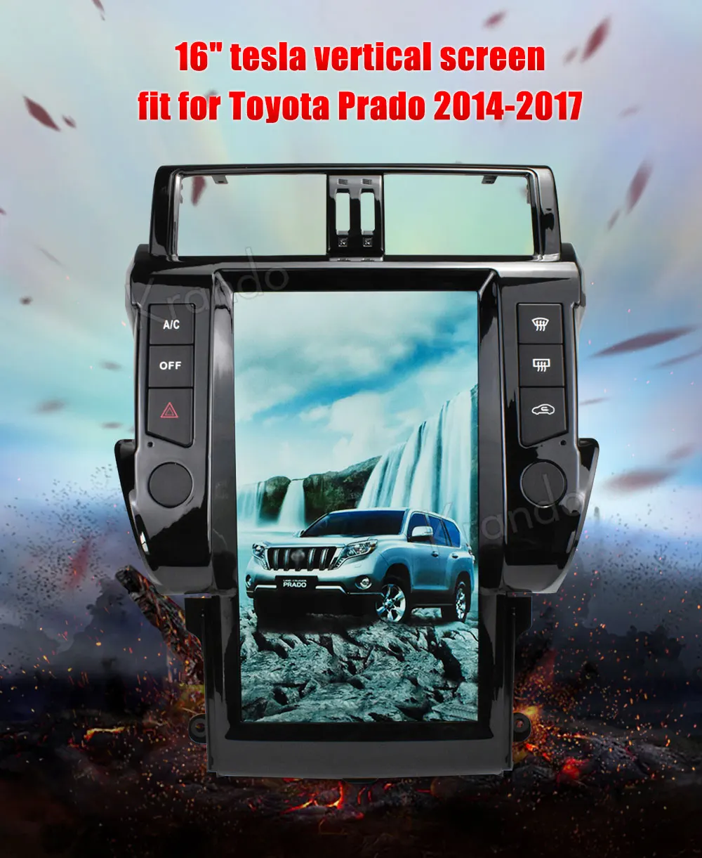 Perfect Krando Android 8.1 13.6" Vertical screen car radio player gps for Toyota Prado 150 2014-2017 gps navigation multimedia system 0