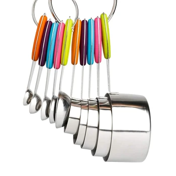 

Stainless Steel Measuring Cups and Spoons Set of 10 for Dry and Liquid Ingredients.
