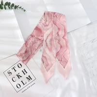 2021 New Summer 130*7 Ins Small Hairband Lovely Print Long Silk Scarf Wrist Ribbon Skinny Scarf For Women 1