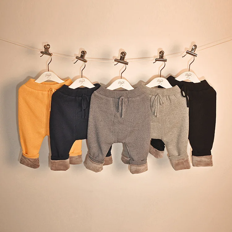 Зимние плотные детские штаны для маленьких мальчиков и девочек модные теплые штаны для девочек свитер детский вязаный свитер для маленьких детей