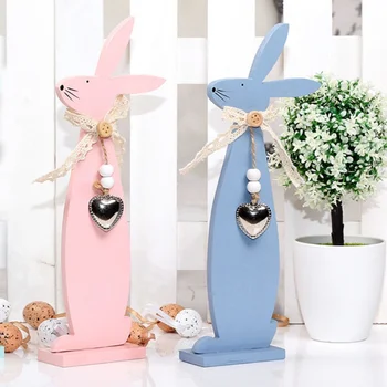 

Cute Sling Shape Bunny Easter Wooden Bow Tie Rabbit Decoration Wooden Craft Bow Tie Rabbit Animal Figurine Mascot Easter Gift u
