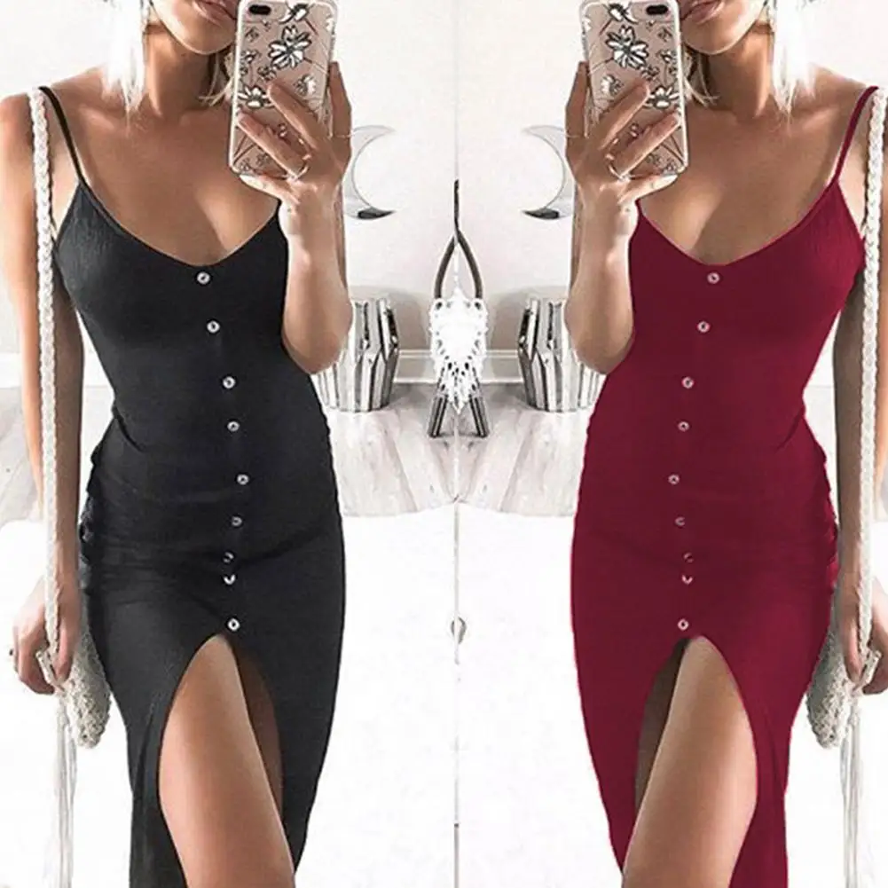 

Womens Dresses 2020 V-Neck Sleeveless Bodycon Backless Solid Color Dress Loose Slim Commuter Casual Strapless Dress