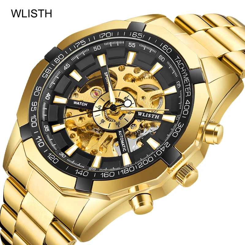 Wlisth Luxury Retro Royal Design Skeleton Men Watch Fashion Carica Automatica Orologio Meccanico Da Uomo Luminoso Reloj Hombre