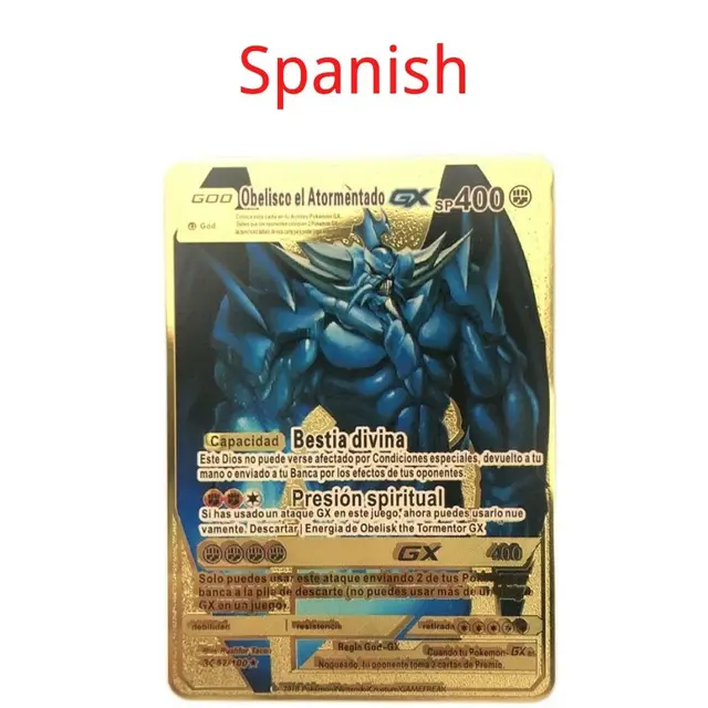 Spanish Pokemon Metal Card Pikachu Fire-breathing Dragon VMAX Gold V/GX/OX Card Toys Play Games Collection Card Children's Gifts 13