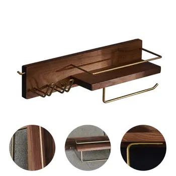 

1PC Natural Wood Hair Dryer Rack No Punching Sink Rack Household Storage Bracket Bathroom Storage Shelf for Bathroom Home Hotel