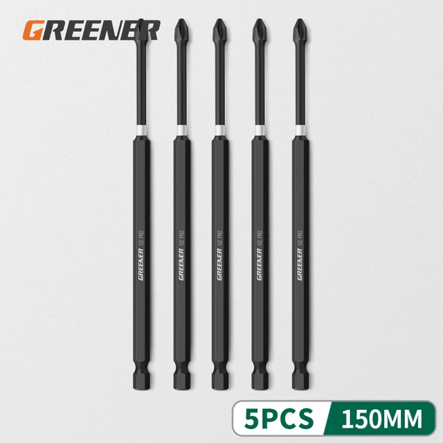 Greener Impact Strong Magnetic Batch Head Cross High Hardness Hand Drill Bit Screw Electric Screwdriver Set 50 65 70 90 150mm 150mm 5pcs