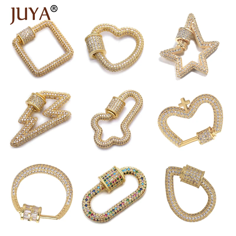 

Juya Luxury Zircon Clasps Lock Hook Crown shape Spiral Clasps for Jewelry Making DIY Woman Jewellery Necklace Bracelet Pendant