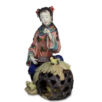 

Fine Art Antique Porcelain Dolls Sculptures Collectible Ceramic Ladies Chicken Figurines Retro Female Statue Home Decor R2364