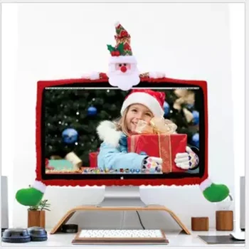 

Newly Christmas Computer Monitor Cover 3D Cartoon Flannel Screen Border Protector Christmas Decoration TE889