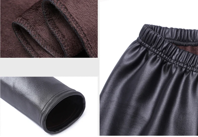 Women Winter Faux Leather Pants Warm Velvet Pant High Waist Trousers Female Thick Stretch Pantalon Femme Plus Size 4XL