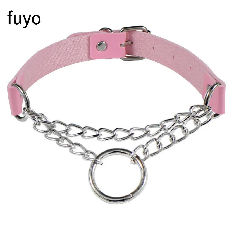 2025 Pink Heart Lock Choker Necklace PU Leather Punk Rock Gothic Jewelry Party Necklace 10