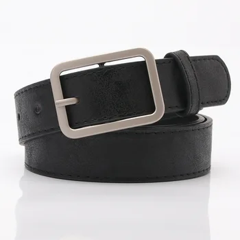

Retro Belt Fashion Square Alloy Pin buckle Belt Women Simple Student Waistband Adjustment Casual Waist Straps with holes