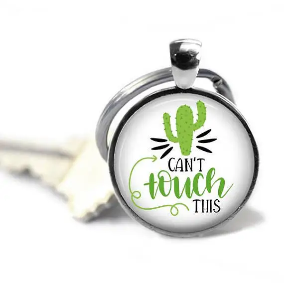 

Hot Sales Desert Cactus Time Stone Keychain Metal Key Ring Creative Gifts