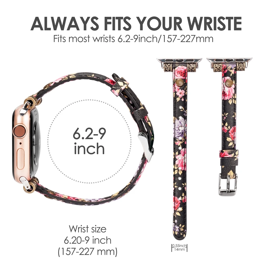 Wearlizer Silm Leather Watchband for Apple Watch Band Series 4/3/2/1 Sport Leather Bracelet 42 mm 38 mm Strap For iwatch Band 5