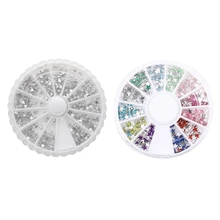 3900Pcs Nail Art Tips Glitters Rhinestones Slice Decoration Manicure- 3600Pcs Wheel Mixed& 300Pcs 3Mm Star Crystal