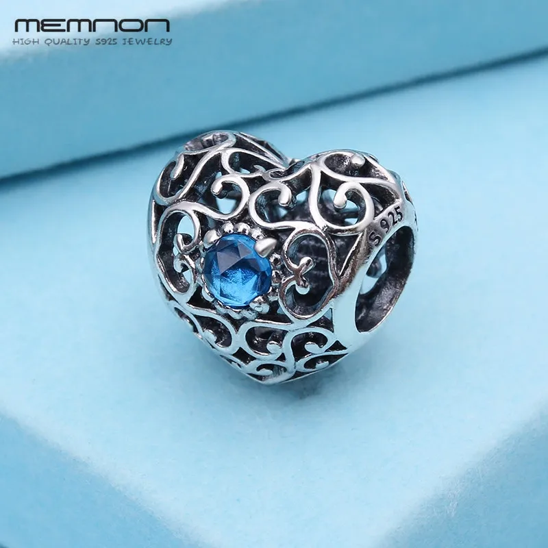 BE308 Memnon, 925 пробы, серебряные ювелирные изделия, Сердце, подвески с камнем на день рождения, бусины, подходящие Браслеты и ожерелья, сделай сам, для женщин, хорошее ювелирное изделие - Цвет камня: BE308