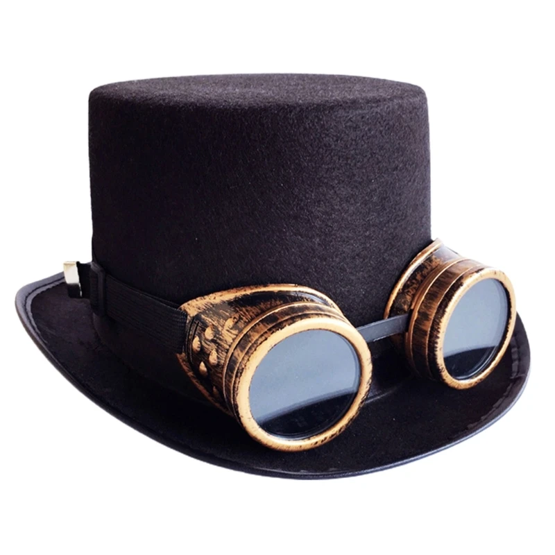 

1980s Victorian Steampunk Top Hat Cool Deluxe Halloween Costume Time Traveler Steampunk Fancy Dress Costume Party Unisex