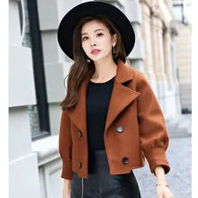 Новое модное шерстяное пальто женское короткое осеннее и зимнее дикое короткое пальто шерстяная Женская куртка тонкая верхняя одежда женская куртка черный