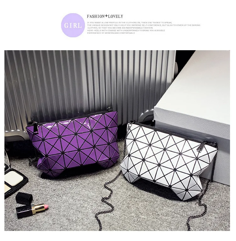 

New Style Fashion Geometry Rhombus Chain Bag Laser Small Single-shoulder Bag Shoulder Bag Carrying Versatile WOMEN'S Bag Shoulde