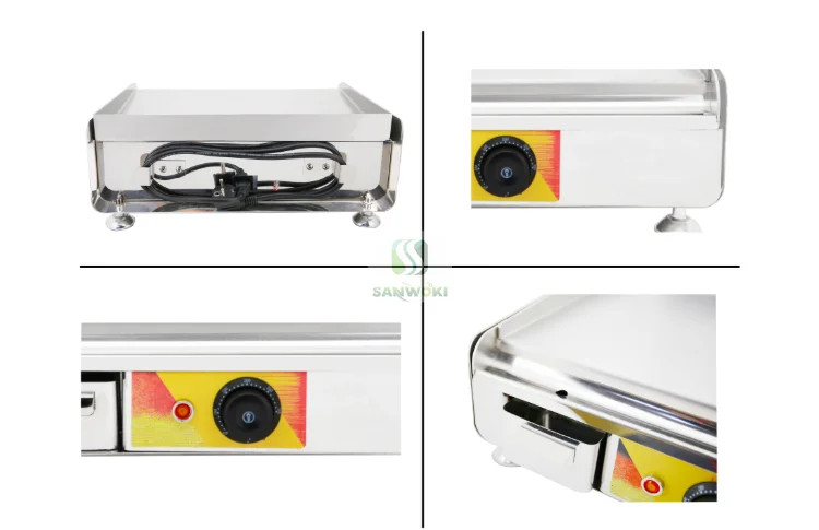 Electric Griddle Stainless Steel Flat Hot Plate BBQ Grill Fried Pan Teppanyaki fryer Breakfast hamburger making machine 4