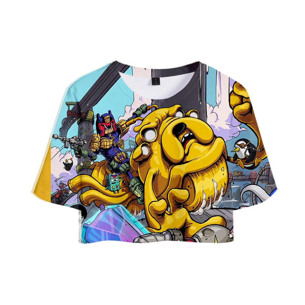 Adventure Time Print Midriff-baring футболка сексуальная женская модная популярная Повседневная футболка Harajuku короткий рукав горячая распродажа