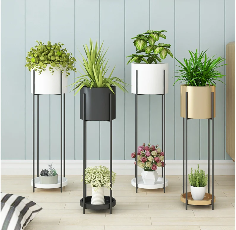 Nordic metal flower stand indoor metal floor shelf for plant rack