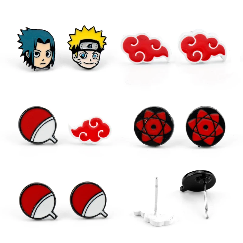 Серьги-гвоздики женские с эмалированным покрытием логотипом аниме