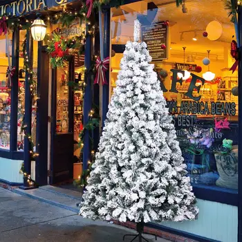 

Christmas Home Decoration 7 Feet PVC Flocking Christmas Tree 1300 Branches Automatic Tree-dark Green