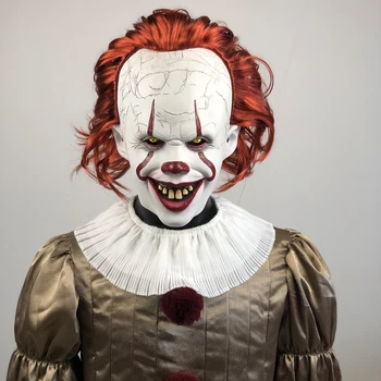 

Joker Pennywise Cosplay Costume Mask Stephen King It Chapter Two 2 Horror Clown Halloween Party Costume Prop 2019 Deluxe