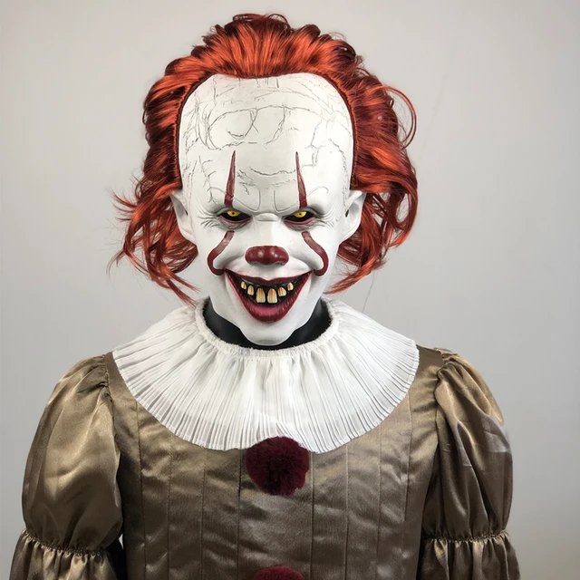 US $96.82  Joker Pennywise Cosplay Costume Mask Stephen King It Chapter Two 2 Horror Clown Halloween Party Cos