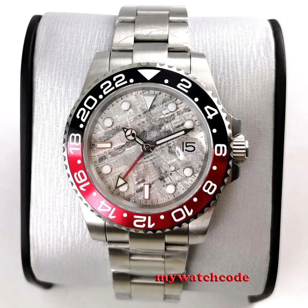 Роскошные мужские часы bliger 40 мм pepsi bezel GMT автоматические черные деловые