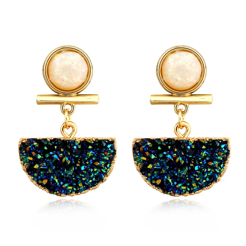 Bijoux Fancy Druzy Resin Earrings Big Geometric Drop Earrings For Women Jewelry Statement Pendientes Mujer Moda 2019 Ohrringe (7)