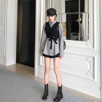 

Early Autumn Suit, Female 2020 New Fashion Korean Style Short-Height Elegant Ageing Shirt Two-Piece Hepburn Style