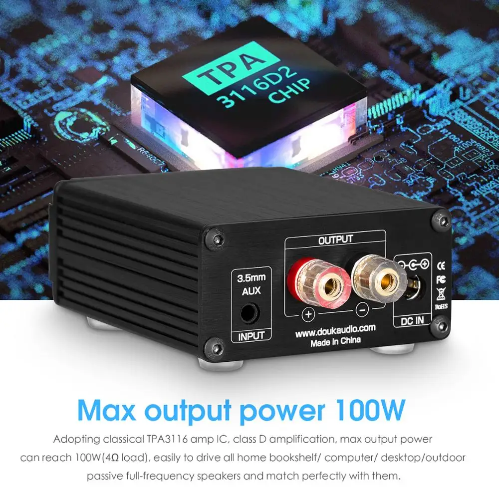 Douk Audio Hi Fi 100 Вт мини TPA3116D2 сабвуфер/полночастотный мощный цифровой