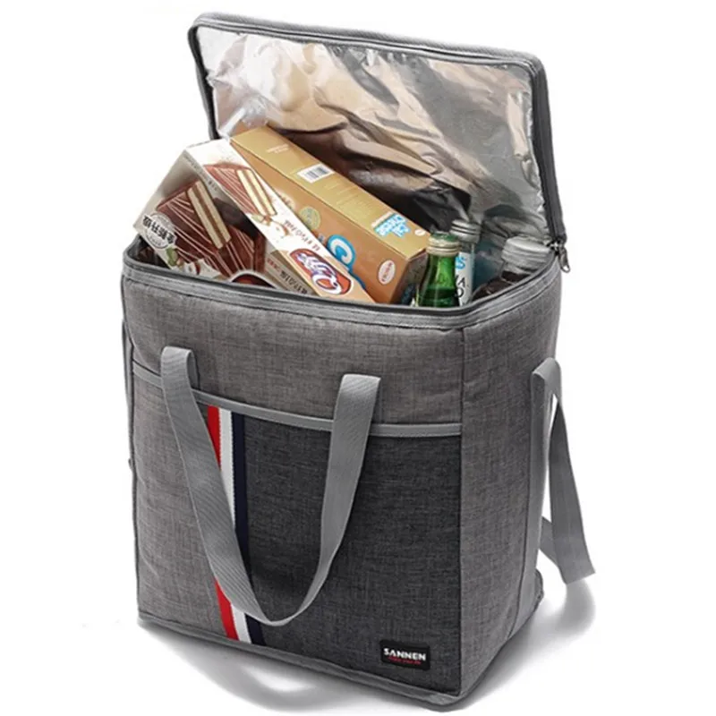 Outdoor aluminum foil waterproof picnic foldable lunch shoulder fresh keeping ice pack insulation bags splicing travel handbag