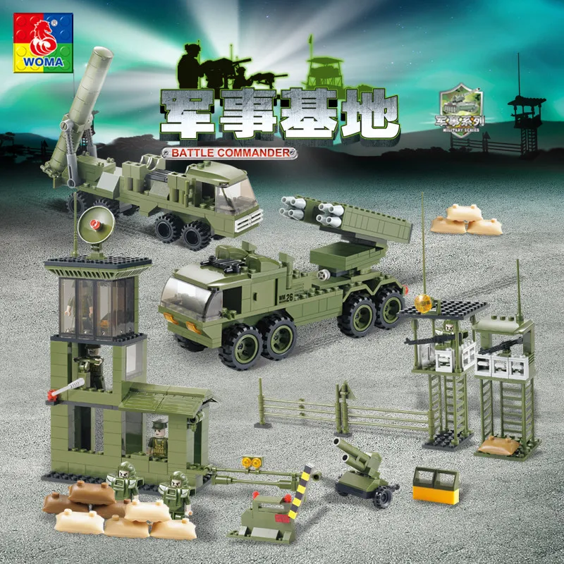 

Wma Military Series Small Particles Boy Creativity Creative Military Base Assembled Fight Inserted Educational CHILDREN'S Buildi