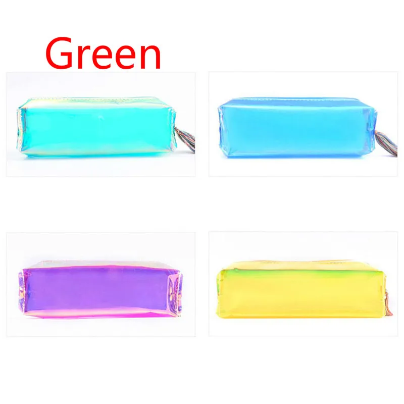 Vogvigo Trasparent Storage Bag organiser lovely Pencil Case School Pencil Box Makeup Cosmetic Bag School Supplies Stationary - Color: Green