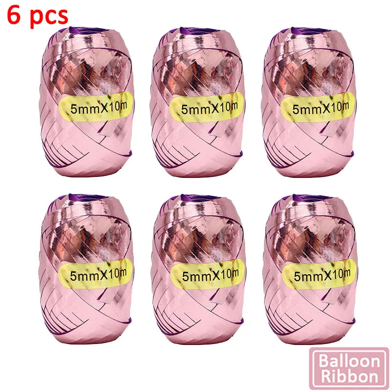 6pcs balloon ribbon 3-й день рождения 3 года старый розовый Золотой номер 3 фольга воздушные шары для дня рождения вечерние украшения дети мальчик девочка юбилей поставки - Цвет: 6pcs balloon ribbon