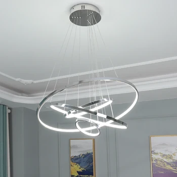 

Modern LED pendant light For Living Room Bedroom Dining Room Chrome plating ring pendant lamp Ring80 60 40 20cm new