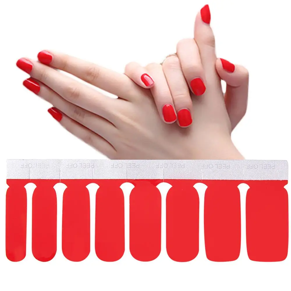 

1 Sheet Nail Polish Strips Double Ended Adhesive Pure Solid Color DIY Nail Sticker Wrap