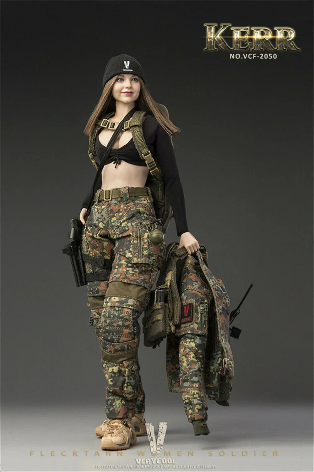 1/6 VERYCOOL VCF-2050 Deban Camouflage Female Soldier KERR Movable Doll Model 