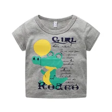 Футболка с короткими рукавами для больших мальчиков, летний стиль, Детская футболка с круглым воротником из чистого хлопка с рисунком шара крокодила, Wes